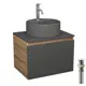 Комплект: тумба Bauedge Bau Dream Blackwood графит 60 1 ящик раковина круглая BAU Element D41 темно-серая смеситель Hotel Dream выпуск клик клак белый