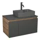 Комплект: тумба Bauedge Bau Dream Blackwood графит 80 раковина BAU Cerama 48x37 темно-серая смеситель Hotel Dream Black черный матовый