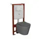 Комплект инсталляции Bauedge Bau Ideal E458103-BK0001DG-E00104, с унитазом безободковым Nimb темно-серый матовый клавиша Strike, белая/хром
