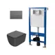 Комплект инсталляция и унитаз POINT Меркурий PN41831GM PN48382GM цвет кнопки Серый цвет чаши Серый