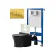 Комплект инсталляция и унитаз POINT Вега PN41711BM PN48476G цвет кнопки Золотистый цвет чаши черный