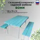 Садовая мебель для отдыха Фотон БОМИ дерево бело-голубой стол, 2 скамьи