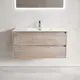 Тумба подвесная SANCOS Libra LB1EG 99x45x50 c двумя ящиками оснащенными доводчиками, дуб галифакс натуральный