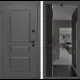 Входная дверь Labirintdoors Орлеан левый 205x96см цвет муар серый 7024 матовый/черный кварц с зеркалом панорама