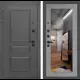 Входная дверь Labirintdoors Орлеан П18 левый 205x96см цвет муар серый 7024 матовый/бетон светлый с зеркалом