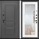 Входная дверь Labirintdoors Орлеан П18 правый 205x96см цвет муар серый 7024 матовый/белое дерево с зеркалом