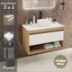 Комплект Teymi F11710 Тумба Ritta 85 дуб эврика/белый матовый, раковина Helmi Mini 24 накладная, смеситель Ellie высокий цвет черный матовый