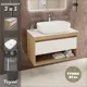 Комплект тумба подвесная Teymi Ritta 85 дуб эврика/белый матовый раковина Solli 60 накладная смеситель Kati высокий цвет хром F11723