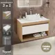 Комплект тумба подвесная Teymi Ritta 85 дуб эврика/белый матовый раковина Helmi Mini 38 накладная смеситель Kati высокий цвет хром F11717