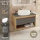 Комплект тумба подвесная Teymi Ritta 85 дуб эврика/графит матовый раковина Lori 50 накладная смеситель Ellie высокий цвет хром F11903