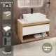 Комплект тумба подвесная Teymi Ritta 85 дуб эврика/белый матовый раковина Aina 56 накладная с полочкой смеситель Helmi Pro цвет черный матовый F11826