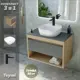 Комплект Teymi 3 в 1: Тумба Ritta 65 дуб эврика/графит матовый + раковина Solli 40 накладная с полочкой + смеситель Kati черный матовый F09211