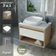 Комплект Teymi 3 в 1: Тумба Ritta 65 дуб эврика/белый матовый + раковина Kati 43 накладная + смеситель Kati высокий хром F03886