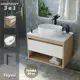 Комплект Teymi 3 в 1: Тумба Ritta 65 дуб эврика/белый матовый + раковина Iva 46 накладная + смеситель Kati высокий черный матовый F03977