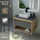 Комплект Teymi 3 в 1: Тумба Ritta 65 дуб эврика/графит матовый + раковина Helmi Mini 38 накладная + смеситель Helmi Pro высокий черный матовый F03999