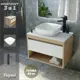 Комплект Teymi 3 в 1: Тумба Ritta 65 дуб эврика/белый матовый + раковина Kati 43 накладная + смеситель Helmi Pro высокий черный матовый F03883