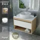 Комплект Teymi 3 в 1: Тумба Ritta 65 дуб эврика/белый матовый + раковина Lina Pro D40 с полочкой + смеситель Kati хром F03990