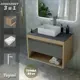 Комплект Teymi 3 в 1: Тумба Ritta 65 дуб эврика/графит матовый + раковина Helmi Mini 38 накладная + смеситель Helmi Pro высокий хром F03998
