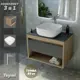 Комплект Teymi 3 в 1: Тумба Ritta 65 дуб эврика/графит матовый + раковина Solli 41 накладная + смеситель Kati высокий хром F04014