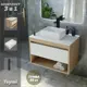 Комплект Teymi 3 в 1: Тумба Ritta 65 дуб эврика/белый матовый + раковина Helmi Mini 38 накладная + смеситель Helmi Pro высокий черный матовый F03835
