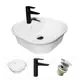 Комплект Teymi раковина F07765 Solli 43 с полочкой, смеситель Kati, черный матовый, выпуск Teymi с переливом хром F07765