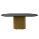 Кухонный стол овальный Genglass Trubis wood 200x900 см золотым подстольем ЛДСП цвет черный