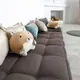 Диван прямой Miella 772d2-LORA 80x23x200 см велюр цвет коричневый с молочными подушками