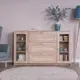 Комод-витрина Шведский Стандарт Сириус 2 двери со стеклом и 3 ящика 156x94.60x41.20 см ЛДСП цвет дуб сонома