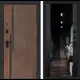 Входная дверь Labirintdoors Кармина правый 205x96см цвет орех американский с патиной/черный кварц с зеркалом ФЛЗ-1
