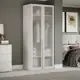 Шкаф распашной Трия 252724 90x217x58 см ЛДСП цвет белый жемчуг/стекло сатин белое