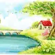 Фотообои Divino Decor Домик у моста D-098 400x270 см