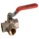Кран шаровый Terma RED 3/4" L-обр. трехходовой ручка 31064 Латунь