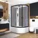Душевая кабина Domani-Spa Delight Slim 128 high L 120x80x218 высокий поддон серые стенки, прозрачное стекло, графит профиль, Black accents