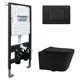 Комплект подвесной унитаз Abber Rechteck AC1201MB черный матовый с инсталляцией AC0105 и кнопкой AC0120MB черный матовый