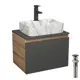 Комплект: тумба Bauedge Bau Dream Blackwood графит 60 1 ящик раковина прямоугольная Cerama 48x37 мрамор смеситель Hotel Black черный мат выпуск