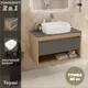 Тумба подвесная для ванной Teymi Ritta 85 см корпус дуб фасад графит с раковиной Solli 51
