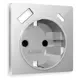 Накладка для розетки с заземлением со шторками 2USB A+C Ambrella volt Alfa AP4100 цвет серебро глянец