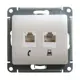Розетка для телефона и компьютера встраиваемая Schneider electric Glossa 251075 RJ11 RJ45 цвет перламутр