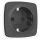Накладка для розетки с заземлением и со шторками Ambrella volt Omega OP9070 цвет графит