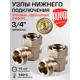 Узел нижнего подключения ручной угловой Royal Thermo RTE 07.0021 3/4" латунь