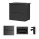 Тумба подвесная с раковиной AM.PM M90-FHX06022BM-F90A02122 со смесителем Gem черный, 60 см, черный матовый