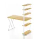 Стол Solarius loft с 5 полками столешница без шлифовки и покрытия 60x145x130 см белые металлические Z-образные ножки сосна цвет некрашеный