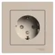 Розетка встраиваемая Systeme electric AtlasDesign ATN001244 с заземлением и шторками цвет песочный