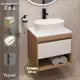 Комплект Teymi 3 в 1: Тумба Ritta 55 дуб эврика/белый матовый + раковина Iva 46 накладная + смеситель Helmi Pro высокий черный матовый F03659