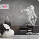 Фотообои флизелиновые Barton Wall 3D Лофт Космонавт на скейте M08106-G, 600x270 см