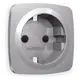 Накладка для розетки с заземлением и со шторками Ambrella volt Omega OP5070 цвет сталь матовая