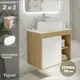 Тумба подвесная для ванной Teymi F03483 Nura 70 см корпус дуб фасад белый с раковиной Lori 50
