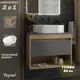 Тумба подвесная с раковиной для ванной 65 см Teymi Ritta F15072 корпус дуб фасад графит раковина Martta 50