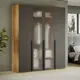 Шкаф распашной Трия 180x217x58 см ЛДСП цвет яблоня беллуно/графит/стекло сатин черное
