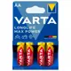 Батарейки Varta longlife max power алкалиновая LR6 АА 4 шт.